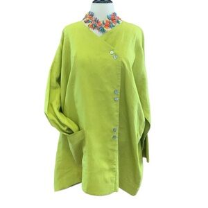 Bitte Kai Rand Chartreuse Linen Button Down Oversized Top XXL